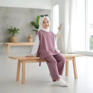 Set Baju Anak Perempuan Setelan Chika 3-1 4-12 Tahun Tanpa Kerudung Jilbab Nyaman Muslim Cantik Panjang Tanggung Celana Crepe Gamis Variasi Lebaran Navy Syari Maroon Remaja Ibu Pashmina Lembut
