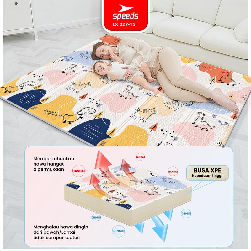 SPEEDS [MOTIF I] Playmate Lipat Bayi Playmate 180 x 200 Tebal 8mm/10mm Karpet Bayi Anti Air Playmate Anak 027-15 8