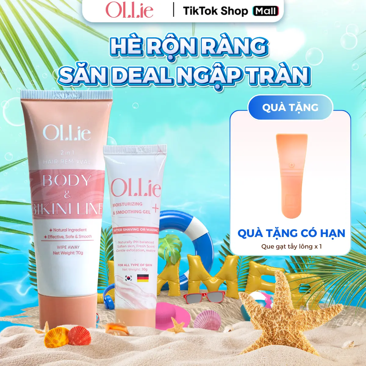 [DEAL LIVE SIÊU HỜI]_KTL806 COMBO 1 OLLIE Kem Tẩy Lông Body Nam Nữ, Hỗ Trợ Tẩy Lông Nhanh Chóng Kèm 1 OLLIE Gel Dưỡng Giúp Da Mềm Mịn, Giảm Thiểu Lông Mọc Lại Tặng 1 Que Gạt tay long vung kin kemtaylong