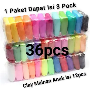 PAKET CLAY 36pcs / 3 PAK SLIME 1 PAK ISI 12 TOTAL DAPAT 36 SLIME CLAY MAINAN ANAK LILIN Squishy