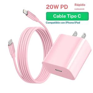 Carga rápida PD de 20 W [certificado MFi] Bloque de cargador de pared tipo C, 1 juego de adaptador de cargador y kit de cable de carga para iPhone, AirPods, cargador portátil para oficina en casa
