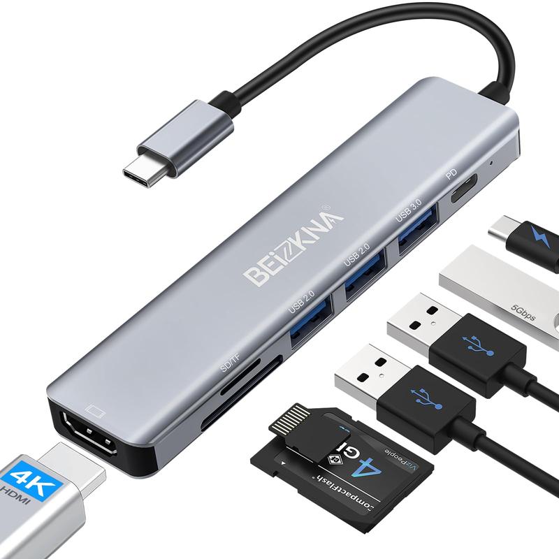 USB C Hub, 7 in 1 USB-C Multiport Adapter with 100W PD, 4K HDMI, 5Gbps High-Speed USB 3.0, SD/TF Card Reader, USB Type C Hub Splitter Docking Station for Galaxy, Laptop, etc 6