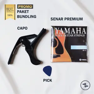 Paket Bundling Senar Gitar Akustik Yammaha + Capo + Pick Murah