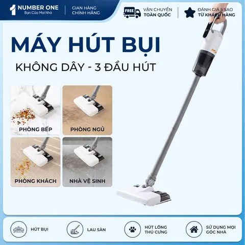 Máy Hút Bụi Lau Nhà Không Dây NO-01| Khay Nước Tách Rời, Màn Hình Số, 3 Đội Hút Đa Năng, Lực Hút Mạnh 19000Pa