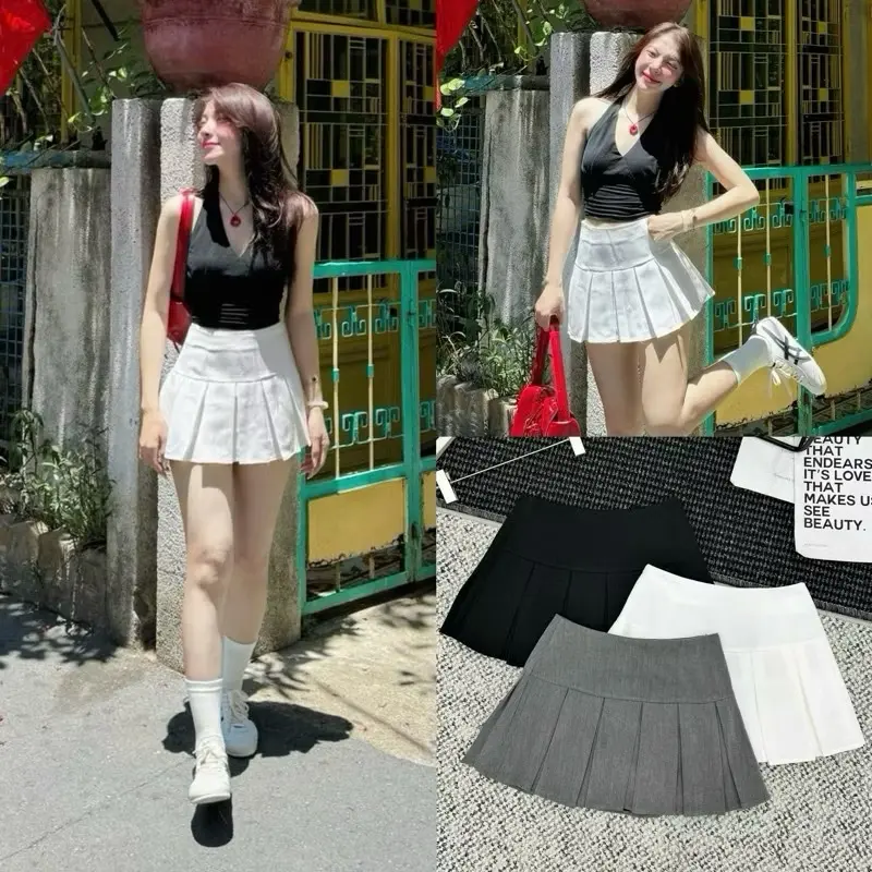 Chân váy xếp ly kẻ caro form tennis có lót trong, chất cotton dày dặn