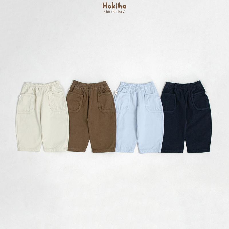 Hokiha Q322- Quần kaki ống rộng phối túi cho bé trai bé gái vải kaki mềm mịn thoáng mát size từ 8-17kg