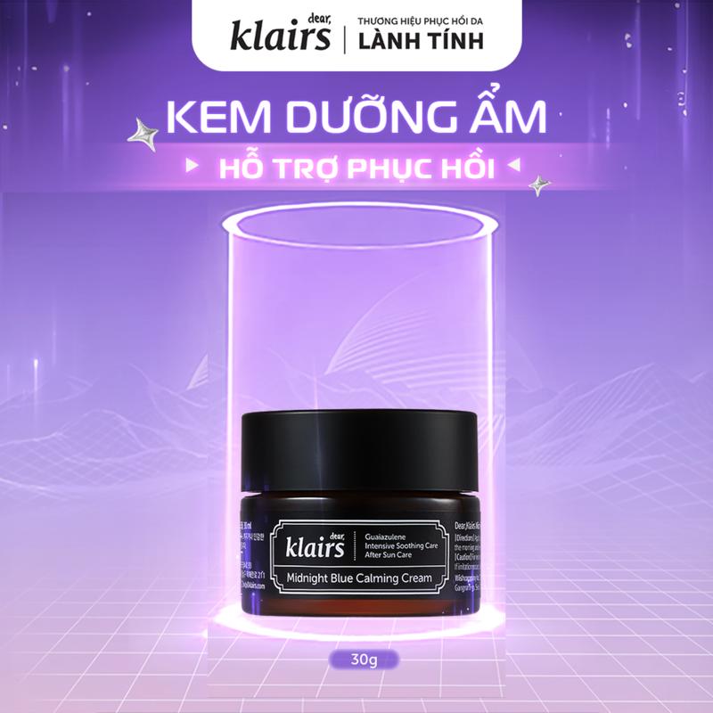 Kem dưỡng dịu da Dear Klairs Midnight Blue Calming Cream hỗ trợ phục hồi 30ml