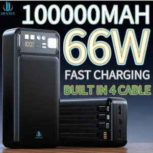HESTER powerbank 100000mah power bank original asli 66W powerbank robot power bank fast charging power bank awet tahan lama built-in 4 cable