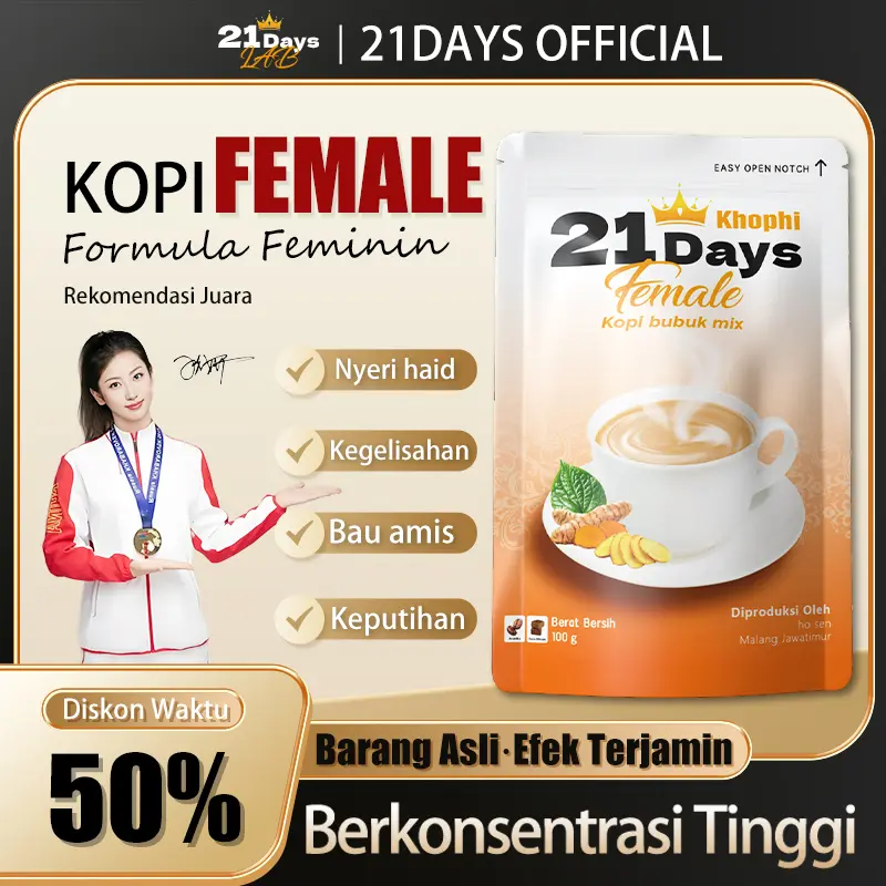 【21 Days Coffee】Kopi Wanita – Kunyit, Manjakani, Kacip Fatimah, Daun Sirih, Gula Aren – Rekomendasi Juara Olimpiade 0