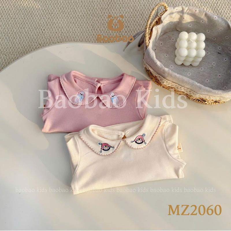   BAOBAO- HÀNG SẴN   - ÁO DÀI TAY NỈ LÓT LÔNG CỔ SEN THÊU HÌNH CAO CẤP XINH XẮN ĐÁNG YÊU CHO BÉ GÁI - MZ2060.1 