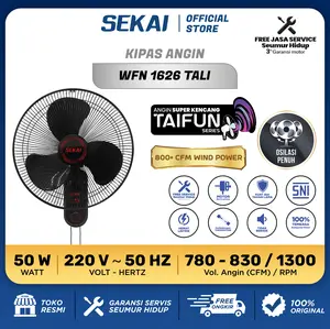 SEKAI Kipas Angin Dinding / Wall Fan Tornado 16 Inch - WFN 1626 Taifun dan WFN 1626 RC (Remote Control)