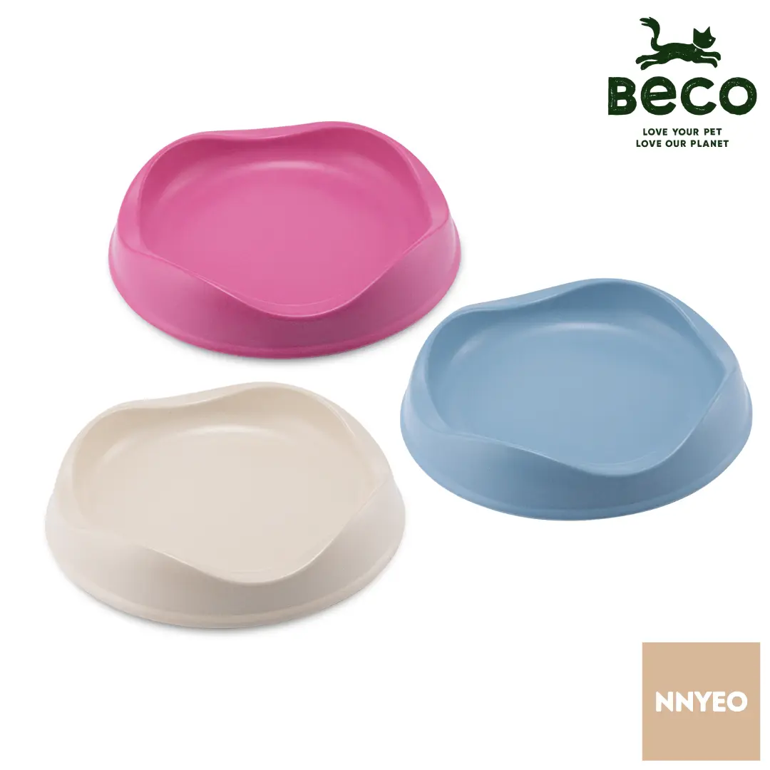 BECO Low Rim Bamboo Cat Bowl - No Whisker Fatigue & Non-Slip