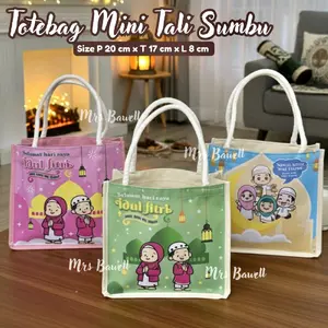 Totebag Mini Tali Sumbu Putih Ukuran Mini Gemes - Best Seller - Wanita, Karakter
