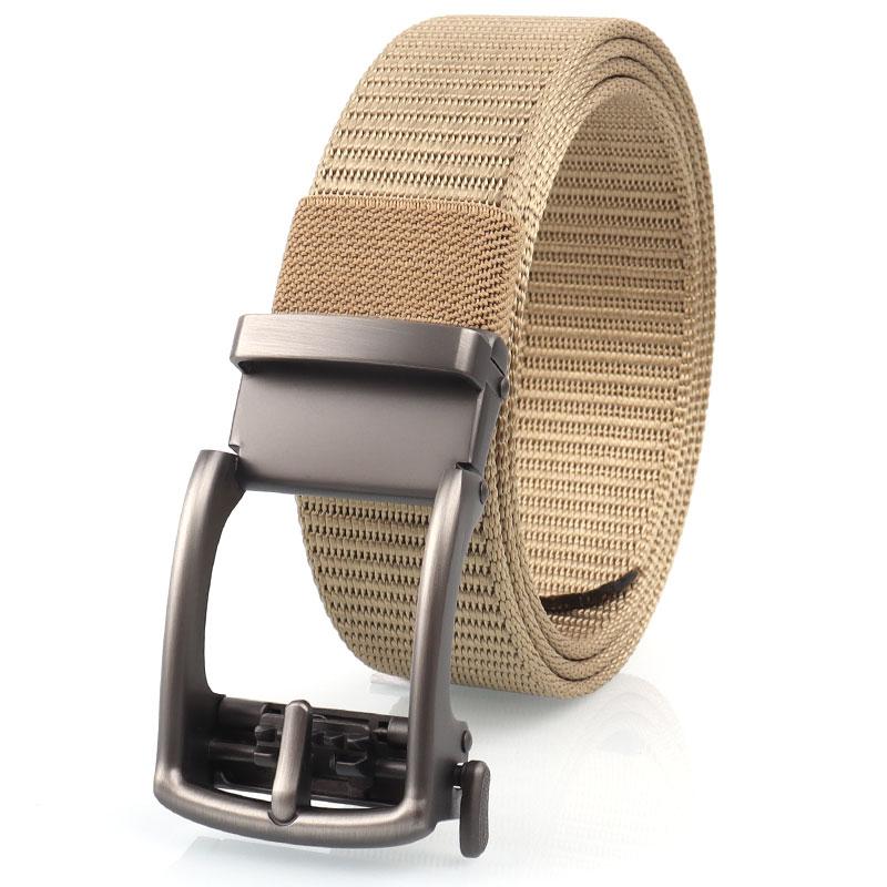Product Introduction of Automatic buckle belt men&#39;s canvas belt young and middle-aged casual business belt buckle-free outdoor military training extended belt 3