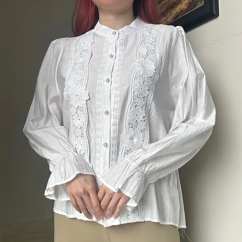 Dahlia top BKK kemeja blouse atasan KATUN RENDA wanita korean Style linen by Biel the label Silk Panjang 2