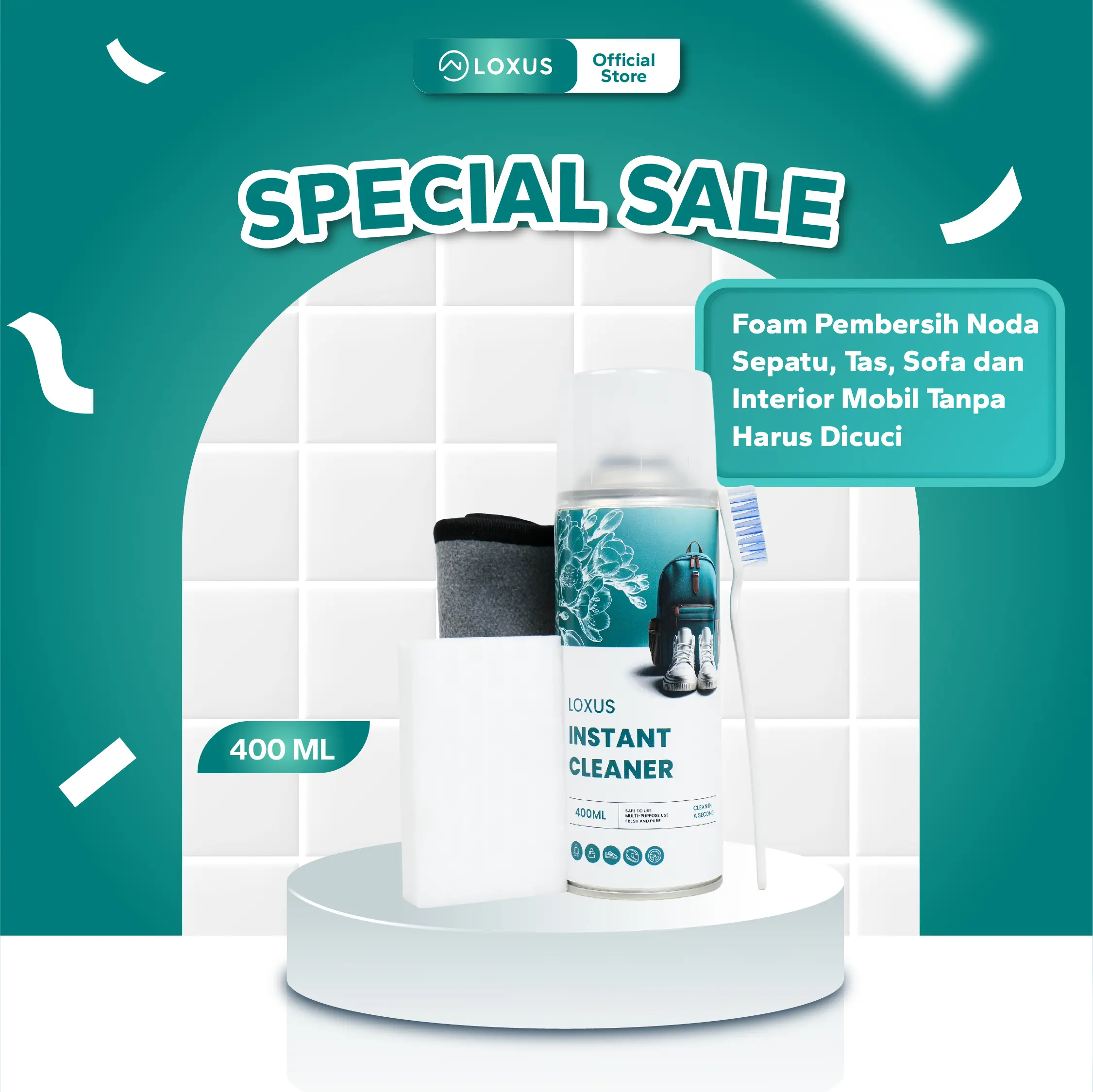 Loxus Instan Cleaner [SPECIAL SALE] | Foam Pembersih Noda Sepatu, Tas, Sofa dan Interior Mobil Tanpa Harus Dicuci Shoe Sneaker