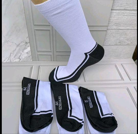 3 pasang kaus kaki sekolah putih telapak hitam sebetis  SD SMP SMA hitam putih katun tebal
