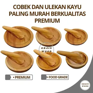 Cobek Dan Ulekan Kayu Premium Satu Set | Cobek Kayu | Ulekan Kayu | Cobek Ulekan Kayu Satu Set Paling Murah Berkualitas Premium Peralatan Dapur Untuk Menumbuk Bumbu Sambal Kitchenware