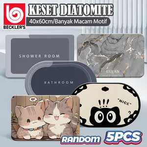 (Beckler's) PROMO PAKET 5PCS Keset Diatomite Bundar Nyerap Air 40x60CM Bunda & Persegi Anti Slip