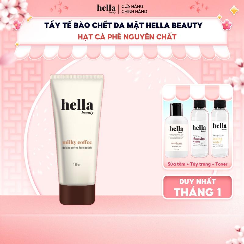  Tẩy tế bào chết da mặt cà phê Hella Beauty 150g giúp làm sạch sâu hỗ trợ sáng da đều màu 