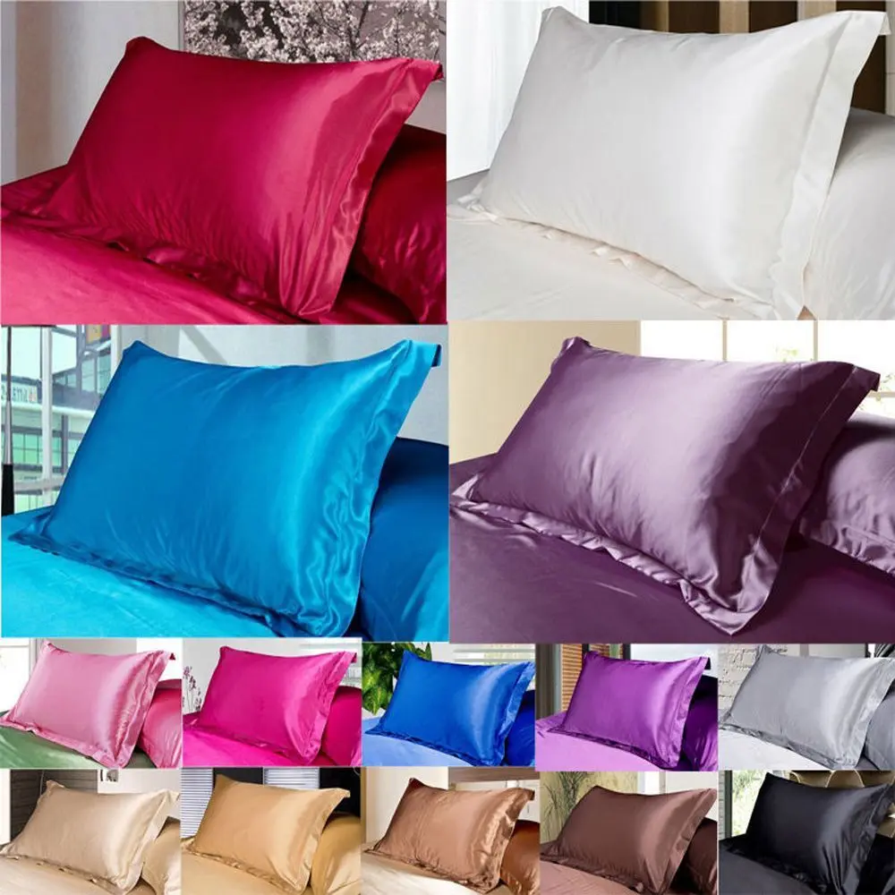 50*70cm Rectangle Multi Colors Throws Standard Imitation Silk Pillow Case Cushion Cover Satin Pillowcases Bedroom Decor