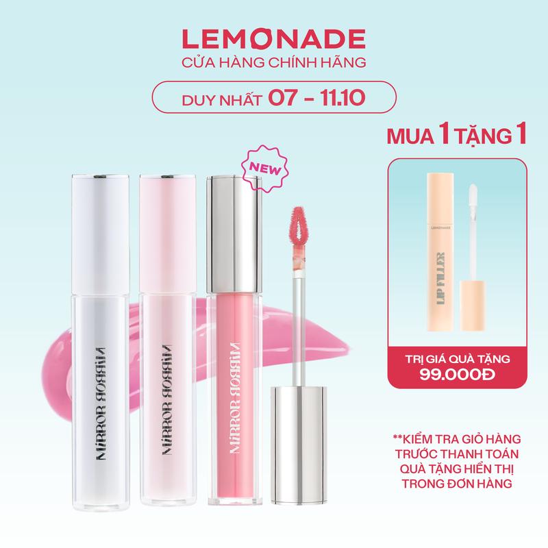 [MUA 1 TẶNG 1] MUA 01 Son tint bóng Lemonade Mirror Mirror Water Tint 4g TẶNG 01 Son lót làm đầy rãnh môi