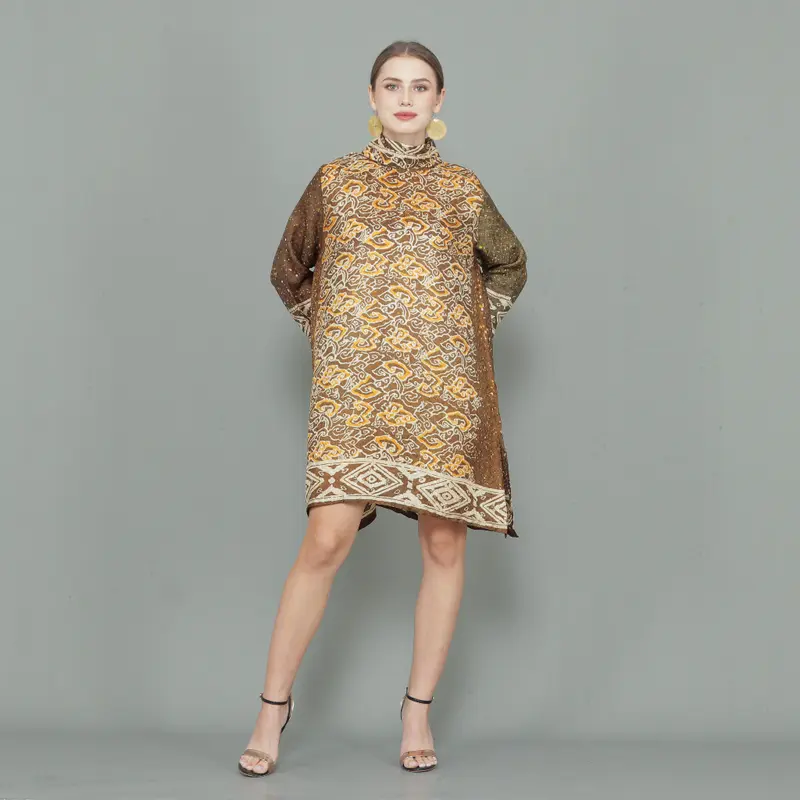 Rinjanie Batik - Tunik Bola Kerah Amanda Series - Tunik Batik Modern - Abstrak - Casual - Formal - Viscose - Dress Baju Kancing - Nyaman - Kondangan Panjang Tangan - Pesta - Fit Atasan 5