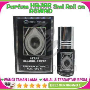 Parfum ATTAR HAJAR ASWAD 3ml Dobha BPOM Original Roll On Lebih Murah - Minyak Wangi Hajar Aswad Asli - Minyak Wangi Sholat Pria - Parfum Arab Original Tahan Lama - bisa COD