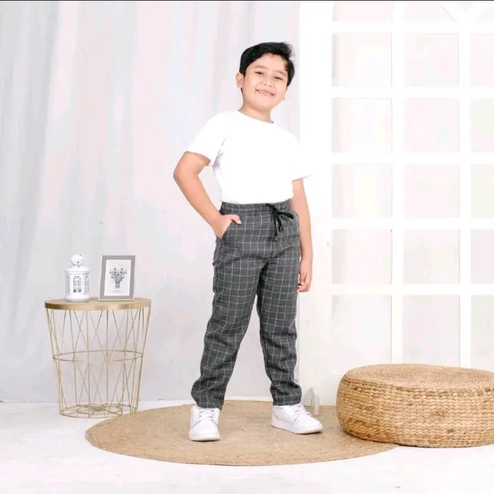 celana panjang tartan anak 1-13 tahun unisex garis kotak kotak 8
