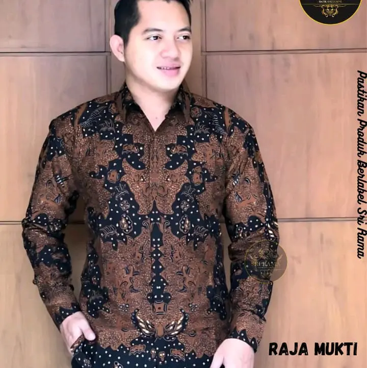 BATIK SOLO BATIK KEMEJA LENGAN PANJANG BAHAN KATUN LAPIS PURING PRIA 4
