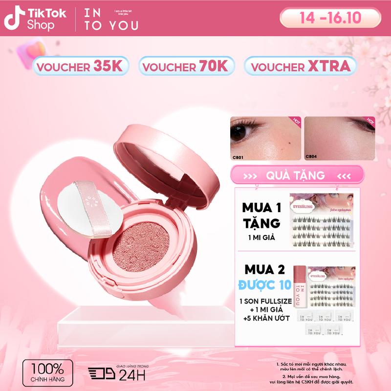 BÁN CHẠY [NEW] Má Hồng Kem Dạng Cushion CB03 INTO YOU Mịn Lì, Lên Màu Tự Nhiên, Giữ Lớp Trang Điểm Lâu Trôi 3.2g Blush