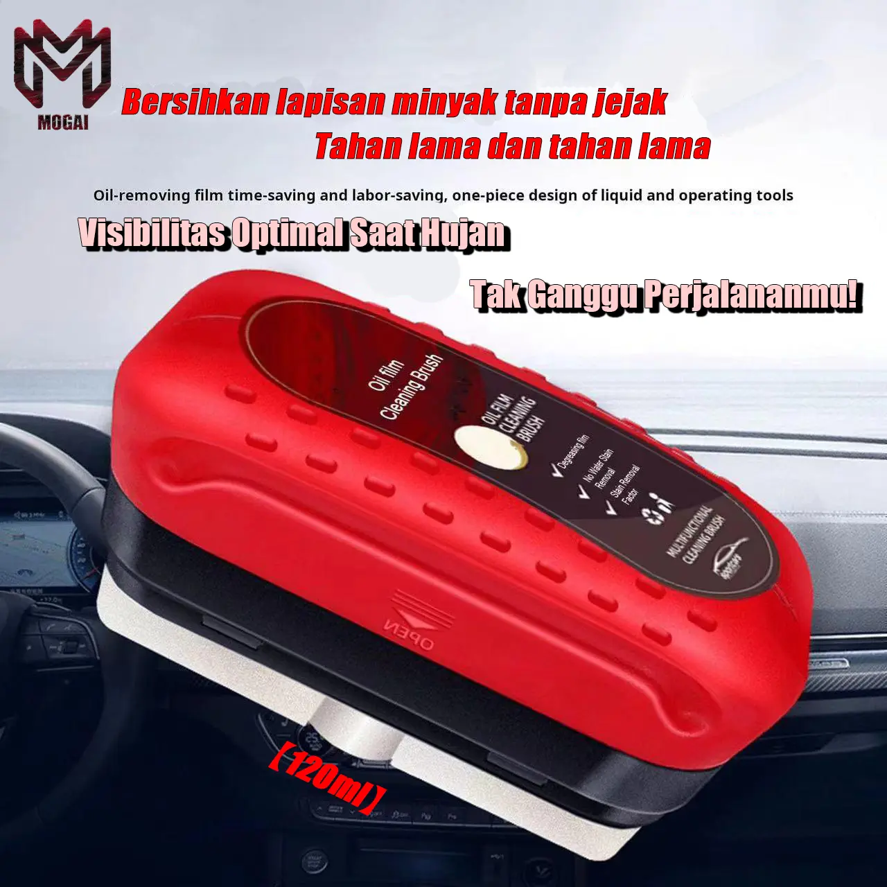 [Mogai] Pembersih Kaca Mobil & Penghilang Noda Minyak - Kuas Praktis, Tahan Lama, Hasil Kinclong! Perlengkapan Cuci Mobil & Body Aluminium Remover/Tisu Pembersih Lapisan Minyak Kaca