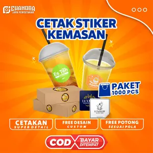 PAKET (1000pcs) STIKER LABEL KEMASAN MINUMAN LABEL MAKANAN LABEL SKINCARE CUSTOM jualan