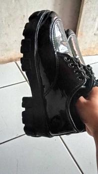 Product Review of Lovely Sepatu Sekolah Docmart Wanita Loafers Hitam Terbaru 2024 Fashion Korean Style Premium Import Quality R-15 Bisa COD Karet Shoes Kerja Hitam Kasual from s**a 1