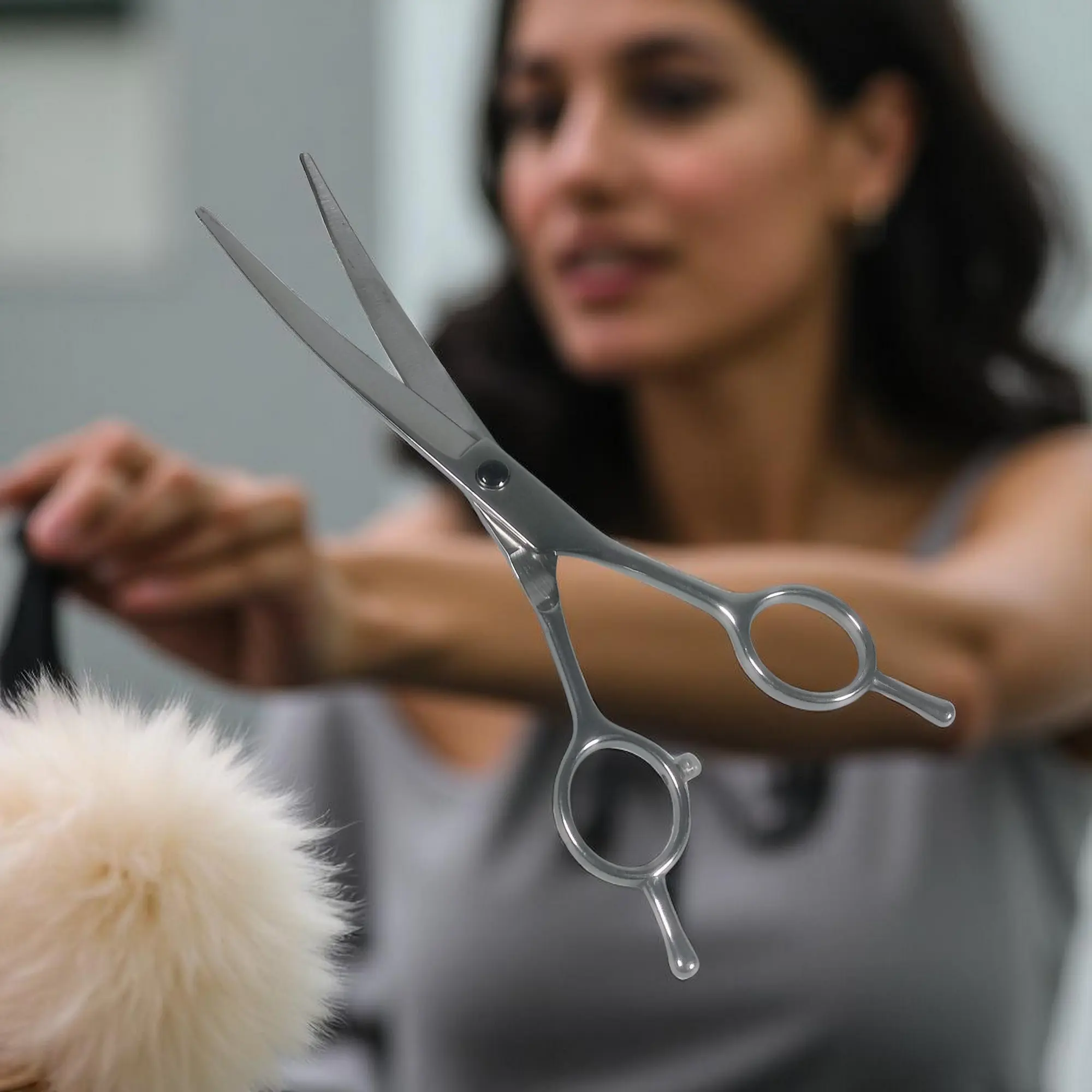 Woofs Gunting Curve Grooming Hewan Peliharaan: Desain Ergonomis, Bilah Tajam & Presisi, untuk Perawatan Bulu yang Optimal