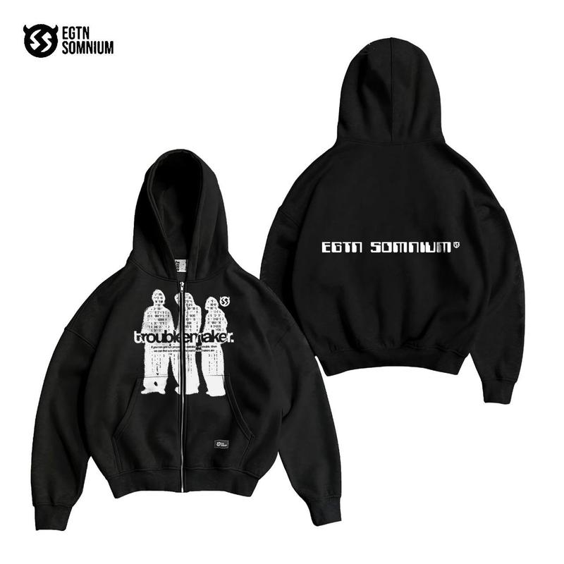 Hoodie Jaket Boxy Zipper Pocket Black Aura EGTN SOMNIUM Star Original / Jaket Boxy Double Zipper Full Tag & Label Pria&Wanita terbaru 5