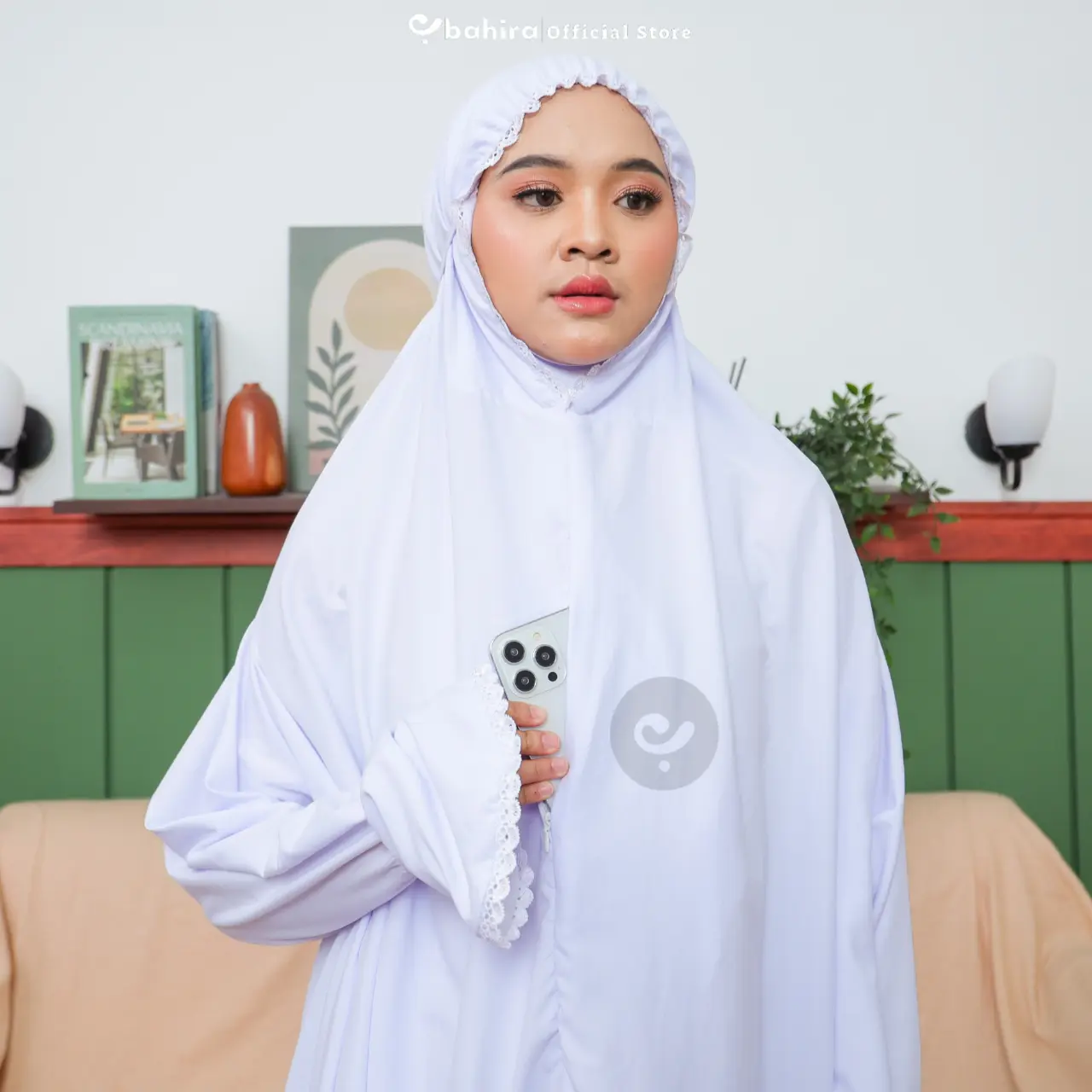 BAHIRA - Mukena Dewasa Umroh dan Haji Berlengan Katun Premium Saku Resleting
