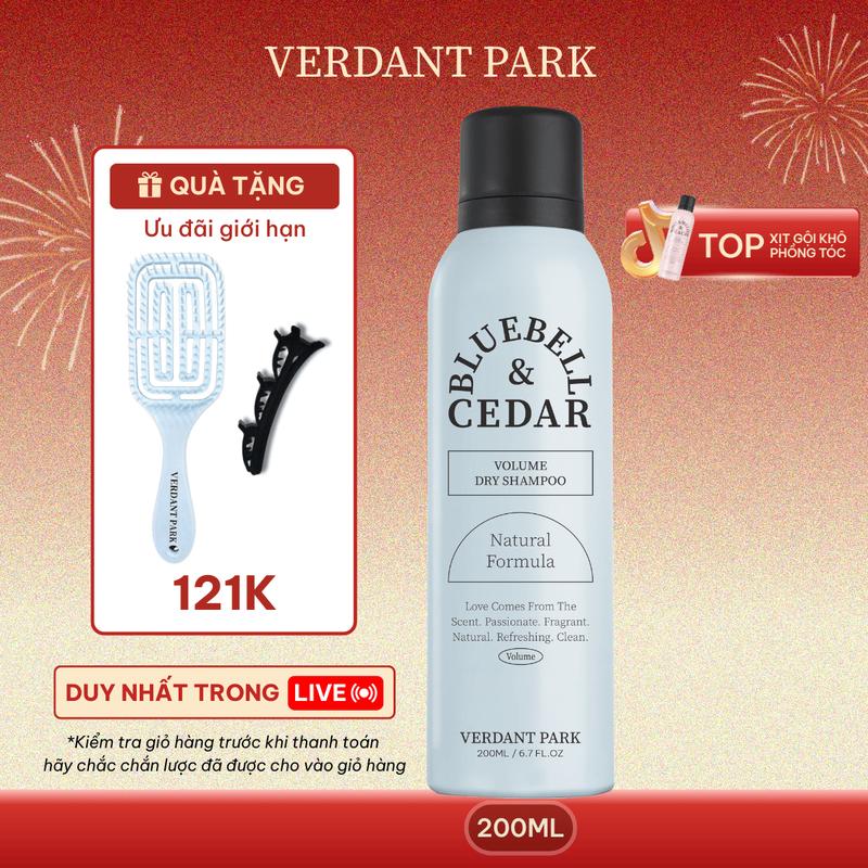  Xịt khô phồng tóc VERDANT PARK dầu gội khô kiềm dầu lâu bết mùi hoa chuông xanh Bluebell & Cedar. Women Nữ 