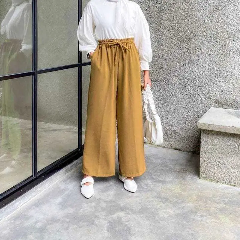 KULOT WANITA CRINKLE AIRFLOW TALI SERUT JUMBO/CELANA PANJANG KEKINIAN Dewasa Katun Bawahan