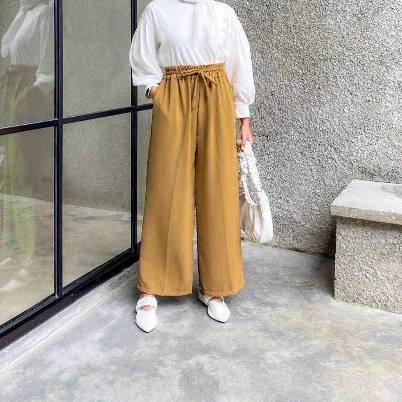 Celana Kulot Crinckle Premium Jumbo Highwaist AirFlow Jumbo Dan Standard | Kulot Crinkle Air Flow Panjang Dewasa Wanita 7