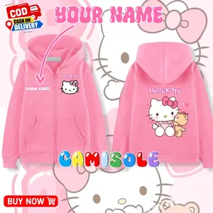 hoodie zipper anak perempuan Hello kitty/jaket resleting Fashion Pakaian Sweater