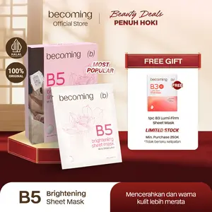 [MASKER TERLARIS] becoming B5 Brightening Sheet Mask 25ml with Panthenol | Masker Wajah Mencerahkan | Face Mask | Mencerahkan dan Membuat Kulit Bercahaya | Cairan Essence | Facial Mask | Perawatan untuk Melembutkan Wajah | Glowing | Whitening | Ekstrak