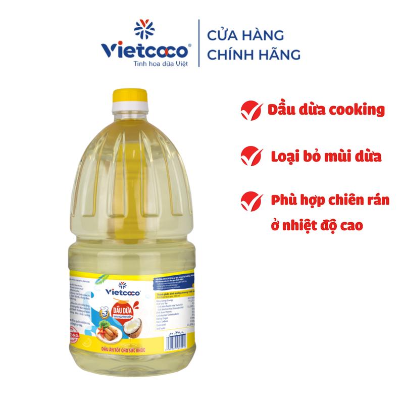 Dầu dừa Vietcoco cooking oil chai 2L - Dầu dừa nấu ăn từ Bến Tre