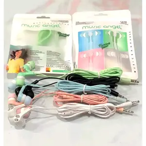 Headset Music Angel Warna Warni Macaron SuperBass Handsfree Earphone + Mic Murah