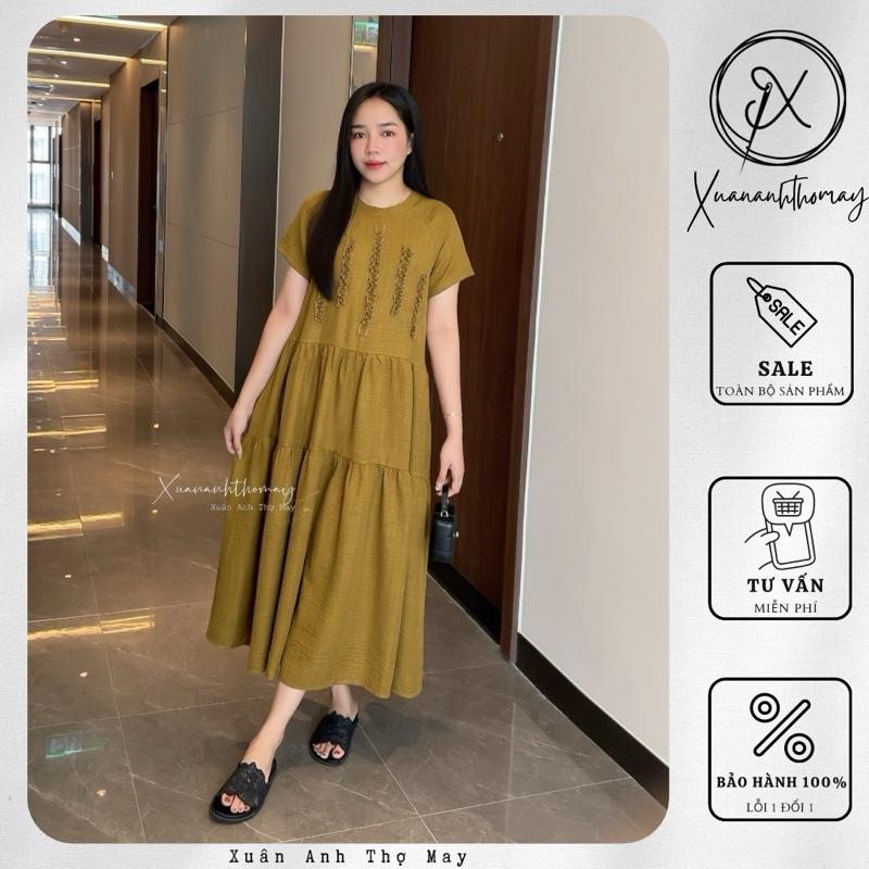 Váy babydoll bèo ngực vải đũi mây - Xuananhthomay