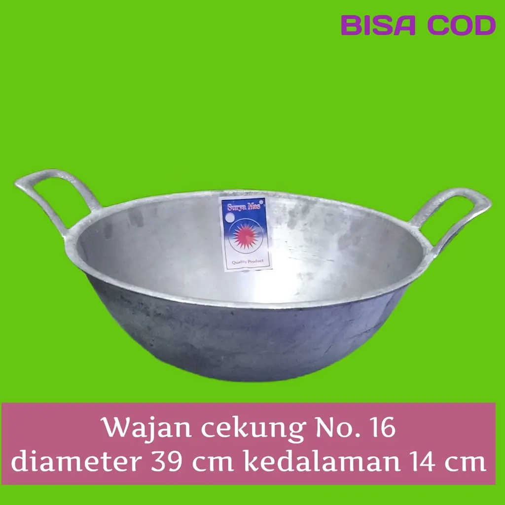 Terlaris Katel Kuali Wajan penggorengan Cekung No. 16 wajan Alumunium kuat dan anti pecah juga tebal Masak Kitchenware