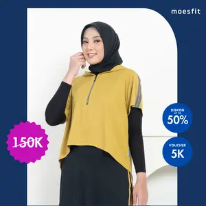 Moesfit Outer Hijab Sporty Muslimah Rompi Hoodie Olahraga Wanita Dry Fit