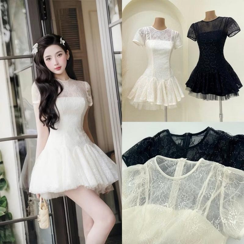 60-90kg ĐẦM REN XÒE CÔNG CHÚA THIẾT KẾ SANG TRỌNG BIGSIZE VƯƠNG NGỌC HÂN Nữ Women Dress