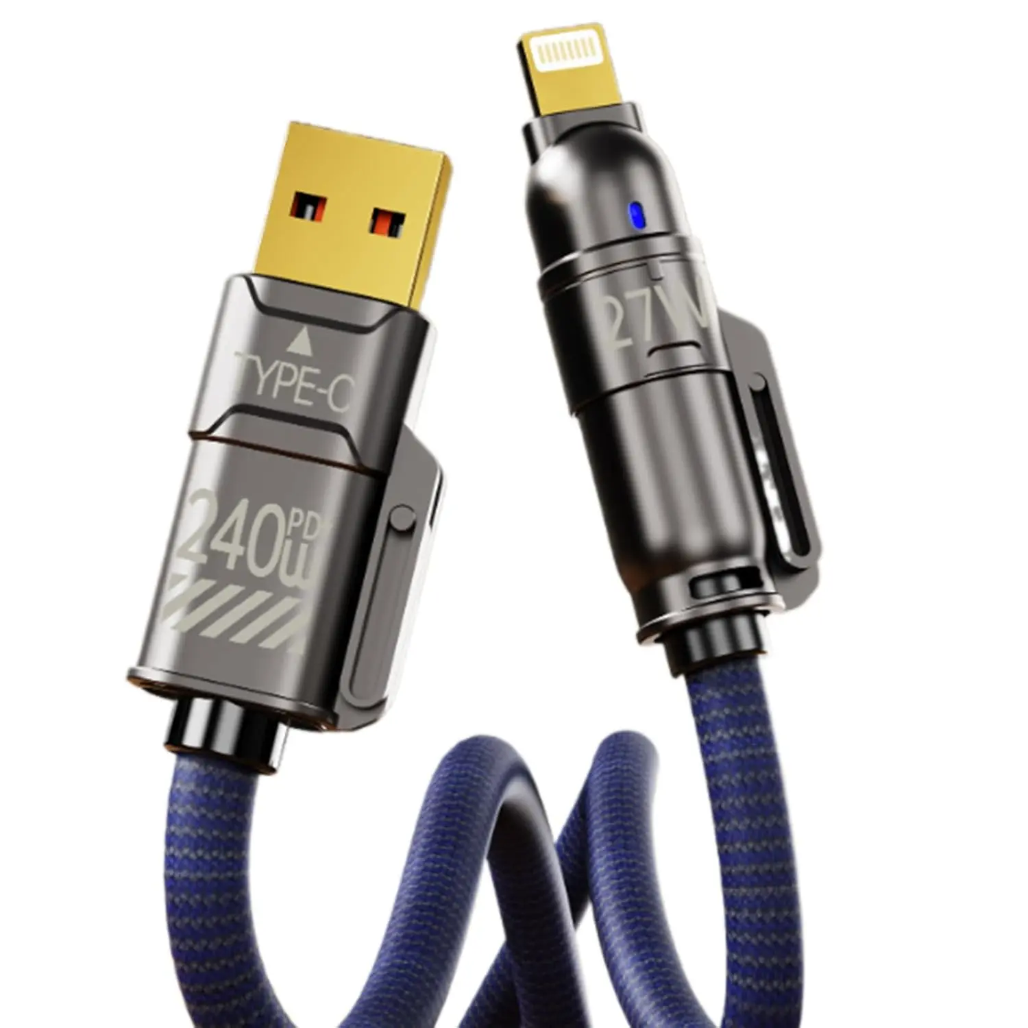 [Lam] Cáp sạc đa năng, chiều dài 1.8M, 240W, 4 trong 1, bao gồm bộ sạc USB và cáp sạc Type C sang Lightning / Type C