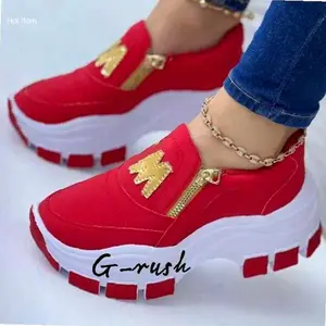 GRUSH - SEPATU WANITA SLIP ON SNEAKERS JALAN SANTAI kekinian UB 05 - Merah, 37 | Hot Item